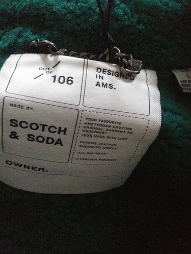 SCOTCH AND SODA SHEEP SUEDE SHEARLING BIKER JACKET IN DARK NAVY MENS SIZE L - Picture 9 of 11
