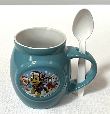 Paw Patrol Mug Coffee Cup With Spoon Holder  Hot Chocolate Tea Christmas Puppies