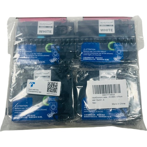 Cinta de etiqueta blanca tinta negra laminada Mark Domain 12 mm x 8 m - Paquete de 4 - Imagen 4 de 7