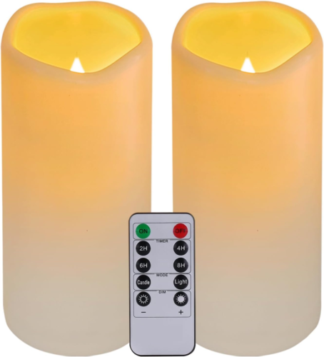 LED Candles With 10-Key Remote Timer Flickering Flameless Outdoor Indoor 2 Pack - Picture 9 of 11