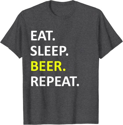 Eat Sleep Beer Repeat Funny Beer Lover Humor T-Shirt Hoodie - Picture 10 of 16