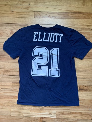 Nike DALLAS COWBOYS Large Tshirt Navy Blue NFL Football Ezekiel Elliott - Picture 2 of 7
