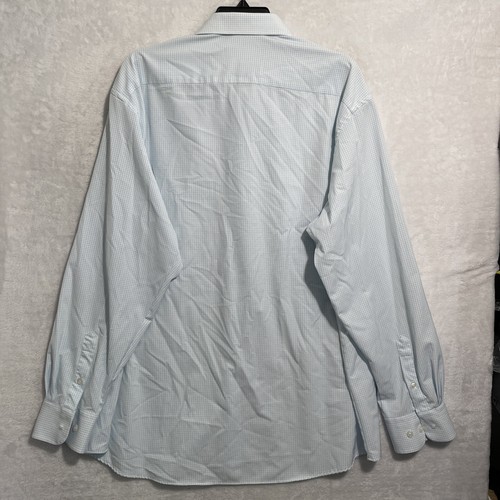 Haggar Mens Button Shirt Blue Gingham Check XL Classic Golf Long Sleeve Collar - Picture 5 of 6