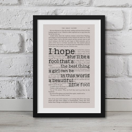 Framed The Great Gatsby Book Page Art I Hope She'll Be A Fool Print
