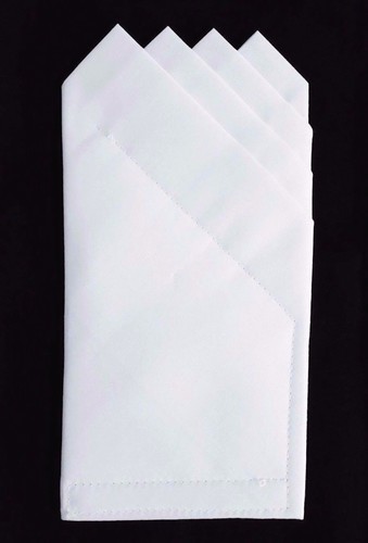 POCKET SQUARE - White 4 point- Custom folded & Sewn - Just Slip In Suit Pocket - Picture 2 of 2