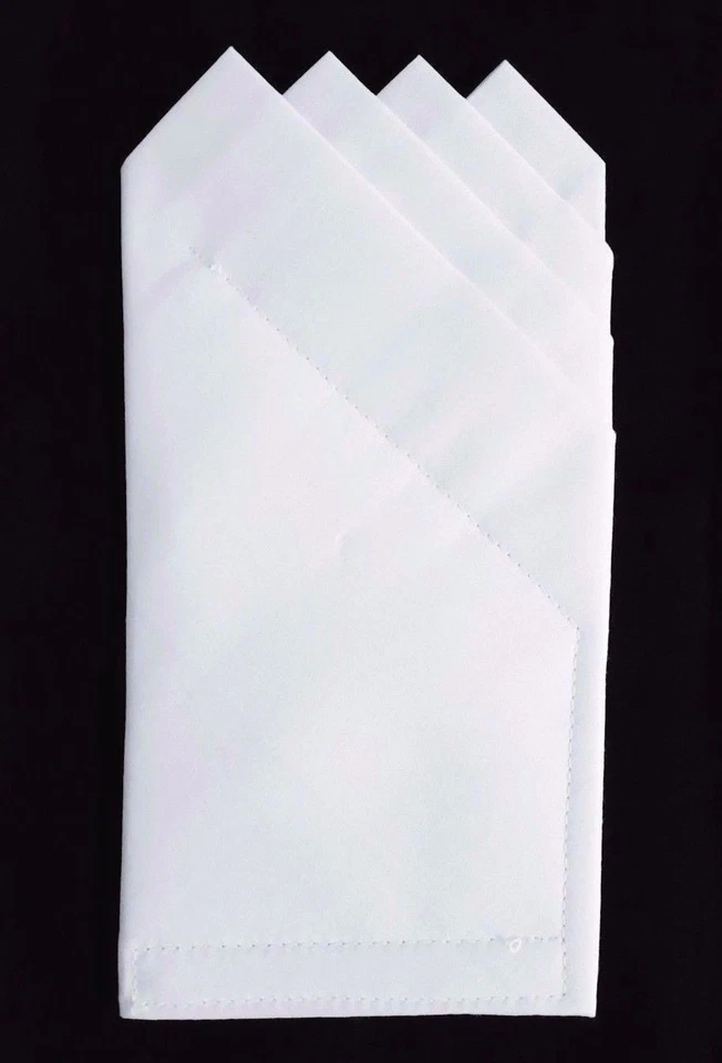 CUADRADO DE BOLSILLO - Blanco 4 puntos - Personalizado plegado y cosido - Solo deslizamiento en el bolsillo del traje Foto 2 de 2