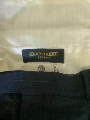 ALEXANDRE LONDON 2 BTN 100% WOLLE 2-TEILIGER ANZUG 42S 36X26 MARINEBLAU GESTREIFT - Bild 8 von 9