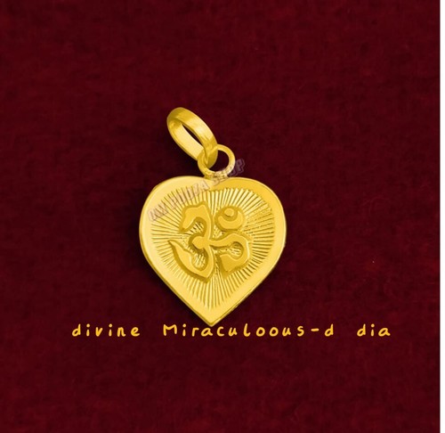 Heart Shape Glowing Om Pendant in Pure Silver/GOLD - Foto 3 di 4