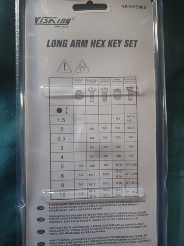 9 PC LONG ARM HEX KEY SET, SIZE (1.5-10) - Picture 5 of 5
