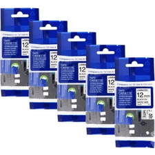 5PK Brother P-Touch TZ-231 TZe-231 12mm Label Tape Black on White 1/2" PT-H100