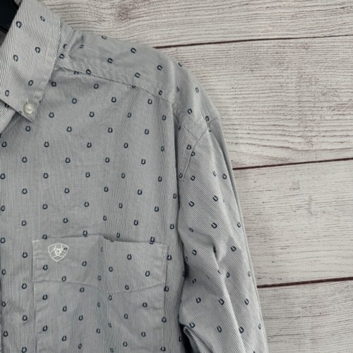 Camisa Ariat elástica con botones estampado de herradura vaquero occidental para hombre talla mediana - Imagen 3 de 10