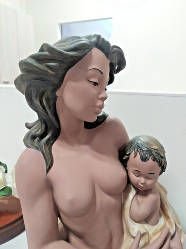 Galos Donna Con Bambino Porcellane Decorative Statuine Dipinto a Mano 45x30cm - Imagen 3 de 11