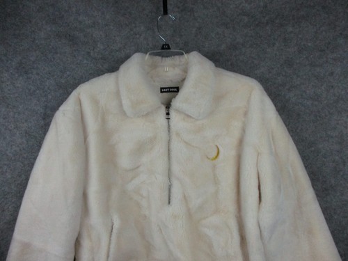 Lost Soul Faux Fur Coat Women Small Off White Cat Oversized Color Block Wool - Picture 9 of 20