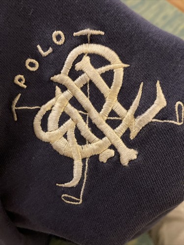 POLO RALPH LAUREN  Sweatshirt PRL Logo Blue Cotton Size Medium Vintage THRASHED - Picture 8 of 11