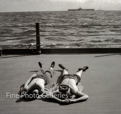 1944 U.S. NAVY Sailor Men Male Semi Nude Suntan WWII USS NJ Photo