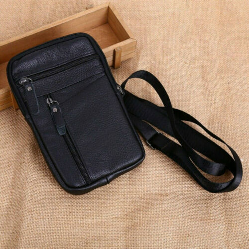 Men Casual Small Leather Shoulder Bag Phone Pouch Messenger Bag Crossbody Bags - Picture 10 of 14