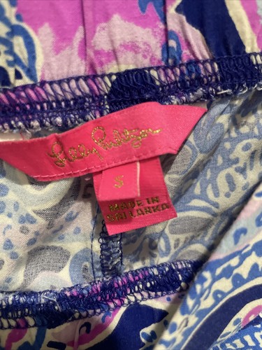 LILLY Pulitzer Pink White Blue Wide Leg Light Weight Pull On Palazzo Pants Small - Picture 4 of 5