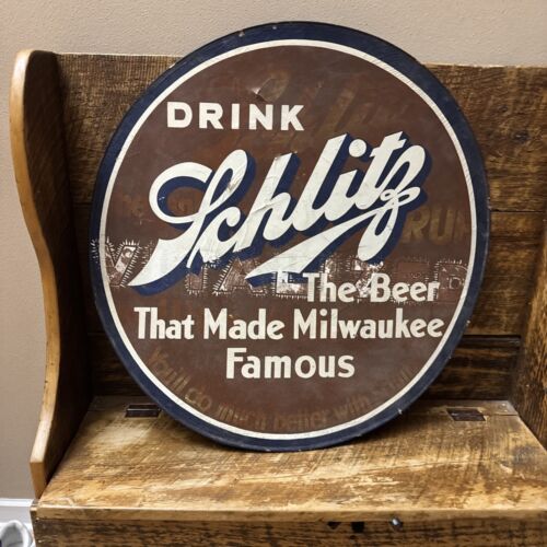 Antigua cubierta de neumático de coche Schlitz Brewing publicidad 28” años 30 “vitalizada” rara - Imagen 9 de 13