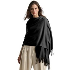 Women Scarf Pashmina Shawls Wraps with Tassel for Evening Dresses Winter Black