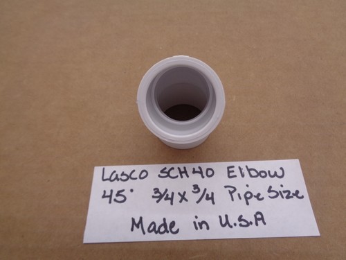 LASCO PVC SCH40 45 DEGREE ELBOW 3/4 X 3/4 PIPEPKG. QTY. 12 - Picture 2 of 2