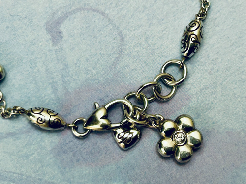 BRIGHTON *LA VIE* BRACELET Retired Swarovski Crystal Flower 6 3/8 to 7 3/8" NWOT - Picture 5 of 15
