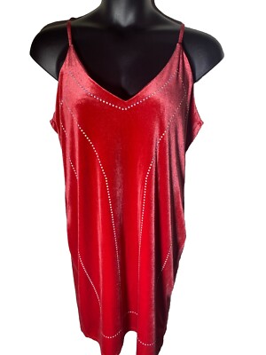 Emma & Posh Red Velvet Sz 3X Adjustable Strap Bodycon Dress Metal Detail NWT