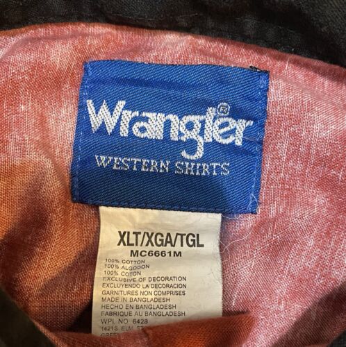 Vintage Wrangler Western Pearl Snap Shirt Men’s Sz XL Tall Rodeo Aztec Red - Picture 7 of 8