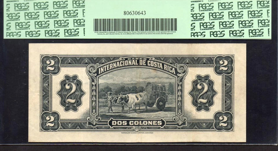 COSTA RICA P167 FAMOSA "MONA LISA" 1932 2 COLONES GRADUADO GRADUACIÓN PROFESIONAL 35! Da Vinci Foto 2 de 3