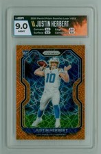 2020 Justin Herbert Panini Prizm Orange Lazer HGA 9 MINT Rookie RC #325