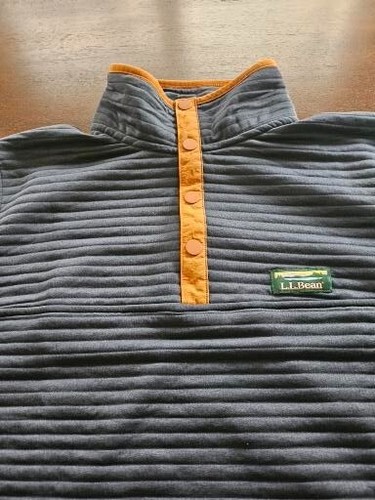 L.L. Bean Knit Pullover Mens Navy Rust 1/4 Snap Sz Medium Item 506874 - Picture 3 of 10