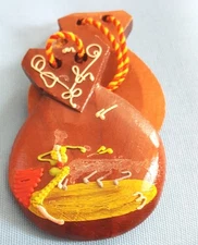 Awesome Pair of 3" Real Wood Decorated Castanets Musical Clappers