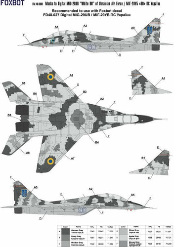 Foxbot FM 48-008 Masks for MIG-29UB Ukrainian Air Forces Camouflage Digital 1/48 - Picture 11 of 12