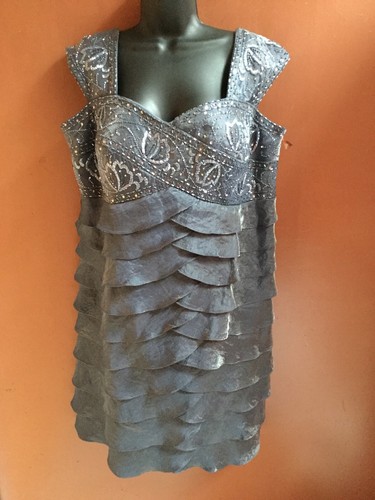 16W steel grey beaded sleeveless 