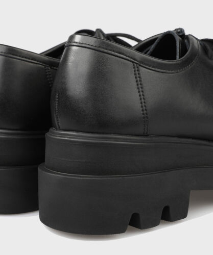 Zapatos de plataforma gruesos Firenze Atelier para hombre cuero negro Wallabee punta moc Derby - Imagen 23 de 24