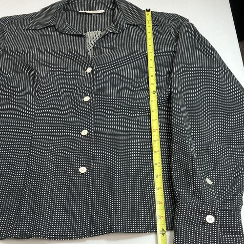 Doncaster Black & White Embroidered Long Sleeve Button Front Shirt Blouse Size 6 - Picture 5 of 7