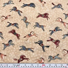 Dancing Horses by Laurel Burch for Clothworks Metallic Cotton by the HALF YARD