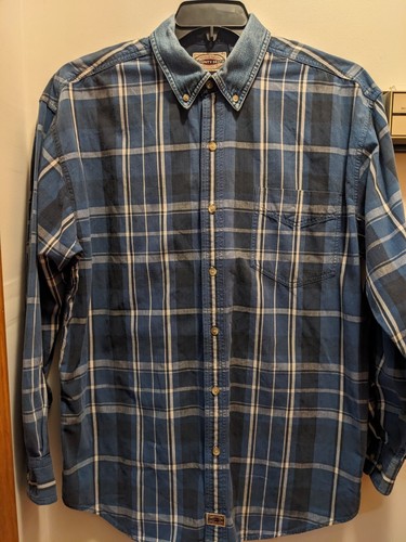 County Seat Men's Large Blue Plaid Long Sleeved Button Up Shirt