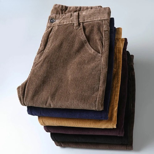 Men's Thick Corduroy Casual Pants Business Fashion Stretch Regular Fit Trousers