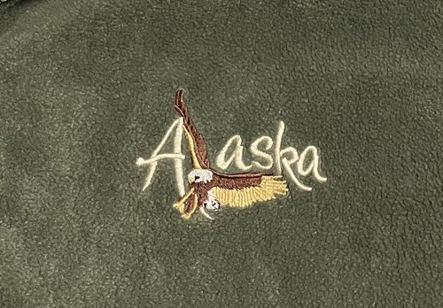 Mens GOGO Sports Fleece Zip Front Collared Jacket Embroidered ALASKA Green XXL - Picture 4 of 14