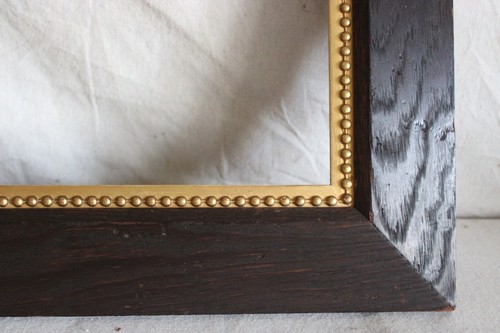 1880 ANTIQUE FITS 8 X 9 QUARTERSAWN OAK WOOD PICTURE FRAME GOLD DARK ARTS CRAFTS - Picture 4 of 23