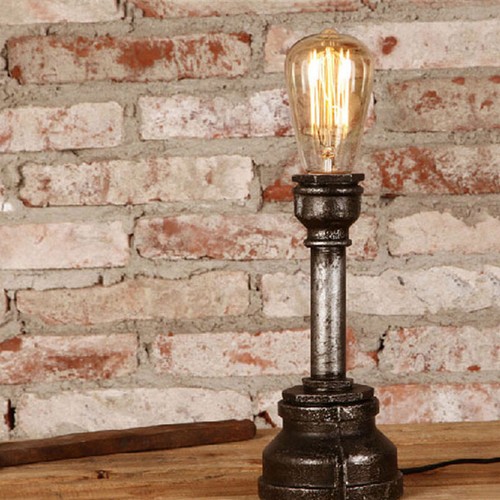 Village Style Desk Lamp Creative Table Lamp Iron Steampunk Edison Exposed Bulb - Picture 9 of 10