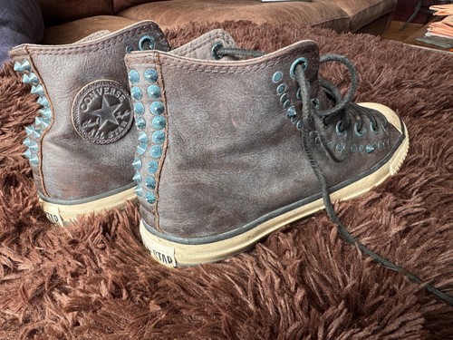 RARE Converse by John Varvatos / Leather Studded Hi-Top Men’s Size 8 / Women 10 - Picture 2 of 5