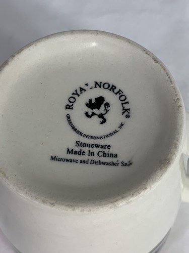 Vintage ROYAL NORFOLK Stoneware Coffee Cup Mug White-Blue-Red-Green Striped - Picture 8 of 10