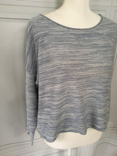 Suéter Joie Cachemira Y Algodón Cuello Ancho Hombro Azul Crema Talla Pequeña - Imagen 2 de 7