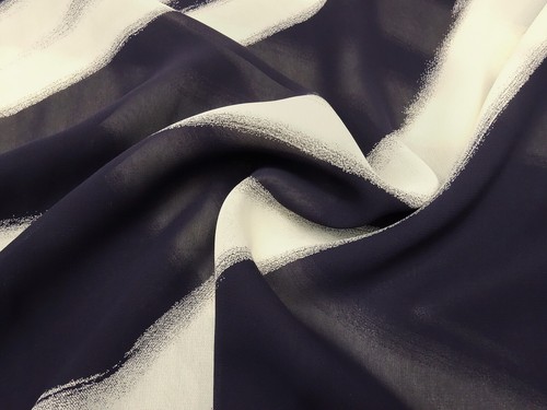 Fabric Viscose Chiffon Georgette Abstract Print Navy Blue Vanilla Blouse Fabric - Picture 3 of 6