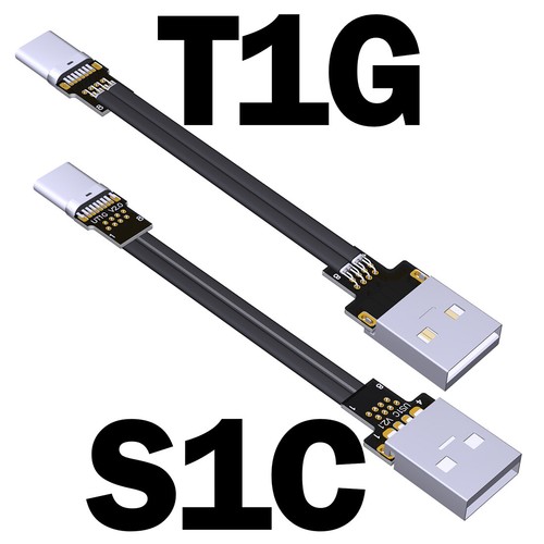90 Degree USB A Cable Ribbon Flat Angled Up Down USB 2.0 Type-C Fast Charging - Picture 2 of 12