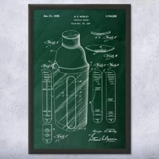 Cocktail Mixer Patent Wall Art: Home Bar Decor, Bartender Gift, Bar Art