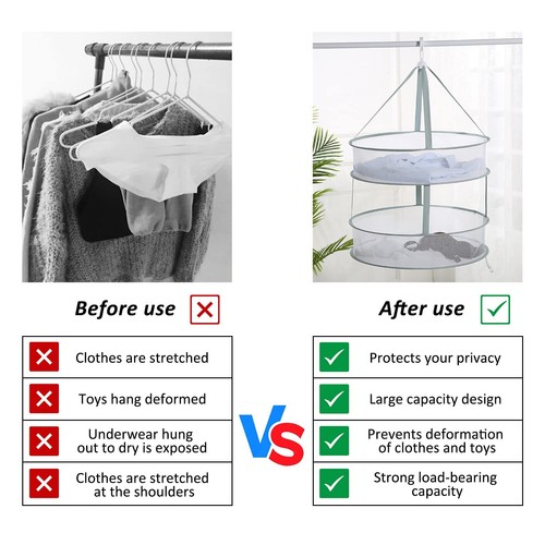 2 Pack 2tier & 3tier Folding Mesh Clothes Hanging Dryer Sweater Drying Rack Larg - Picture 6 of 8