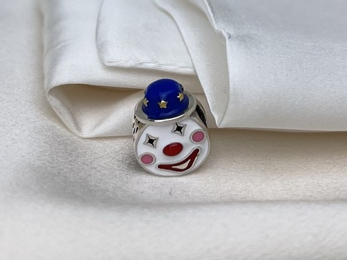 Sterling Silver 925 European Enamel Vibrant Joyful Circus Happy Clown Face Charm - Picture 2 of 6