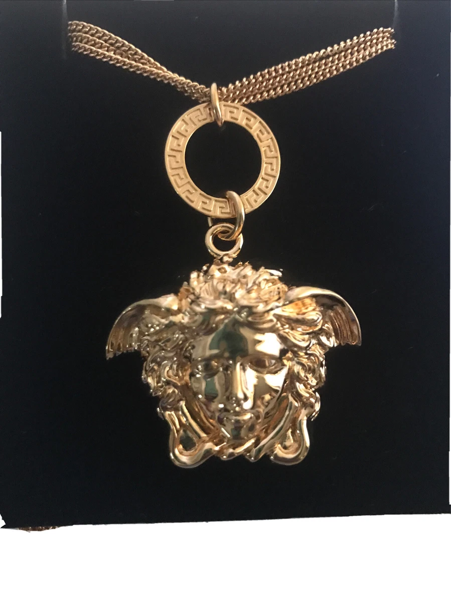 Versace Medusa Head Multi chain Goldtone Necklace 16 NWT